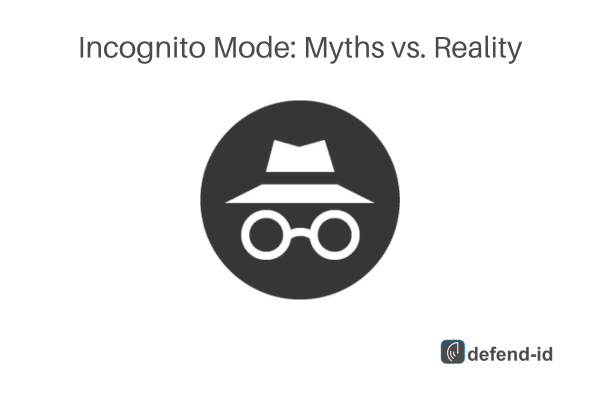 Logo depicting a spy hat and glasses symbolizing Incognito Mode, with text 'Incognito Mode: Myths vs. Reality'